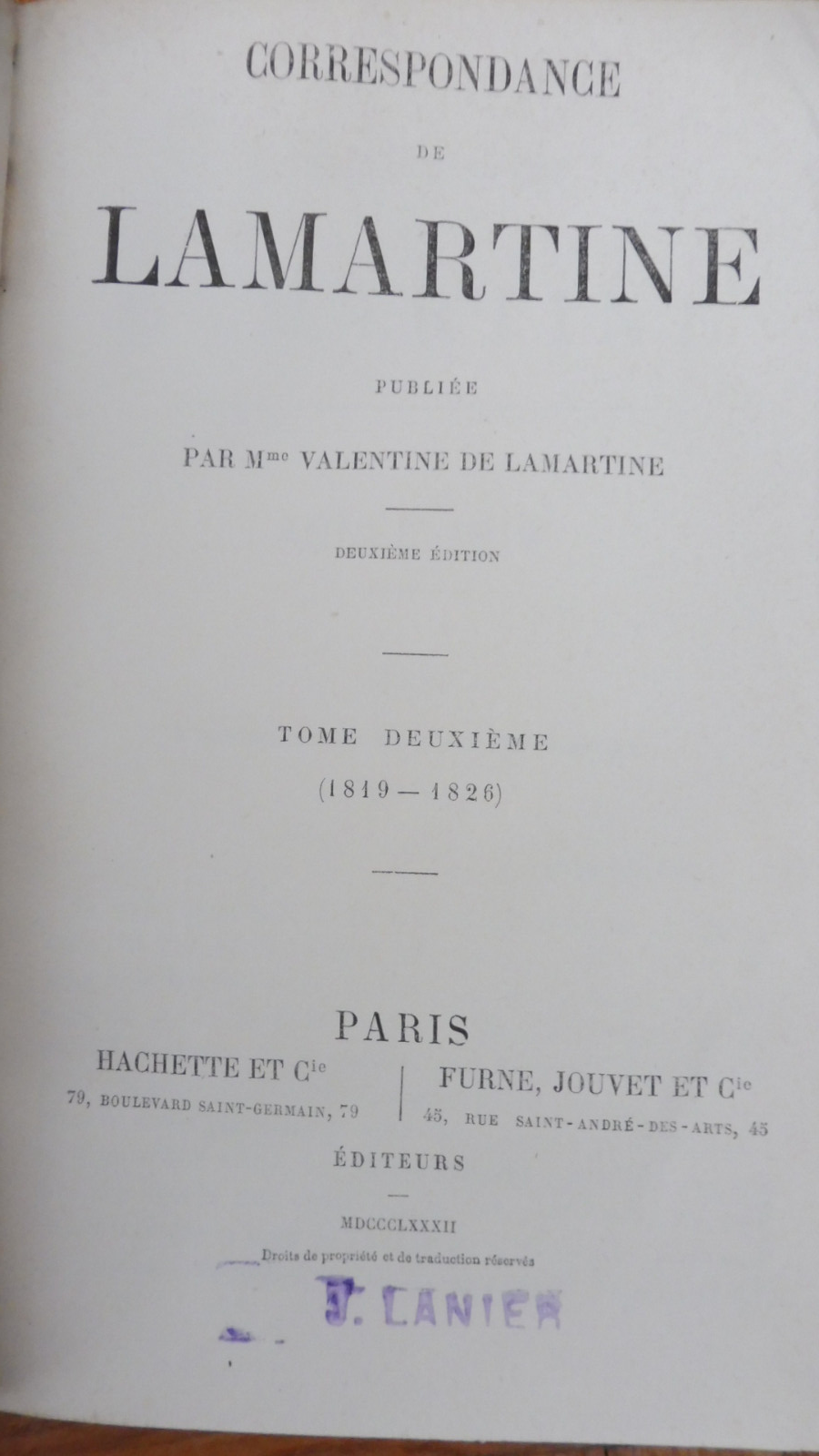 Correspondance de Lamartine 1819-1852 3 vol.