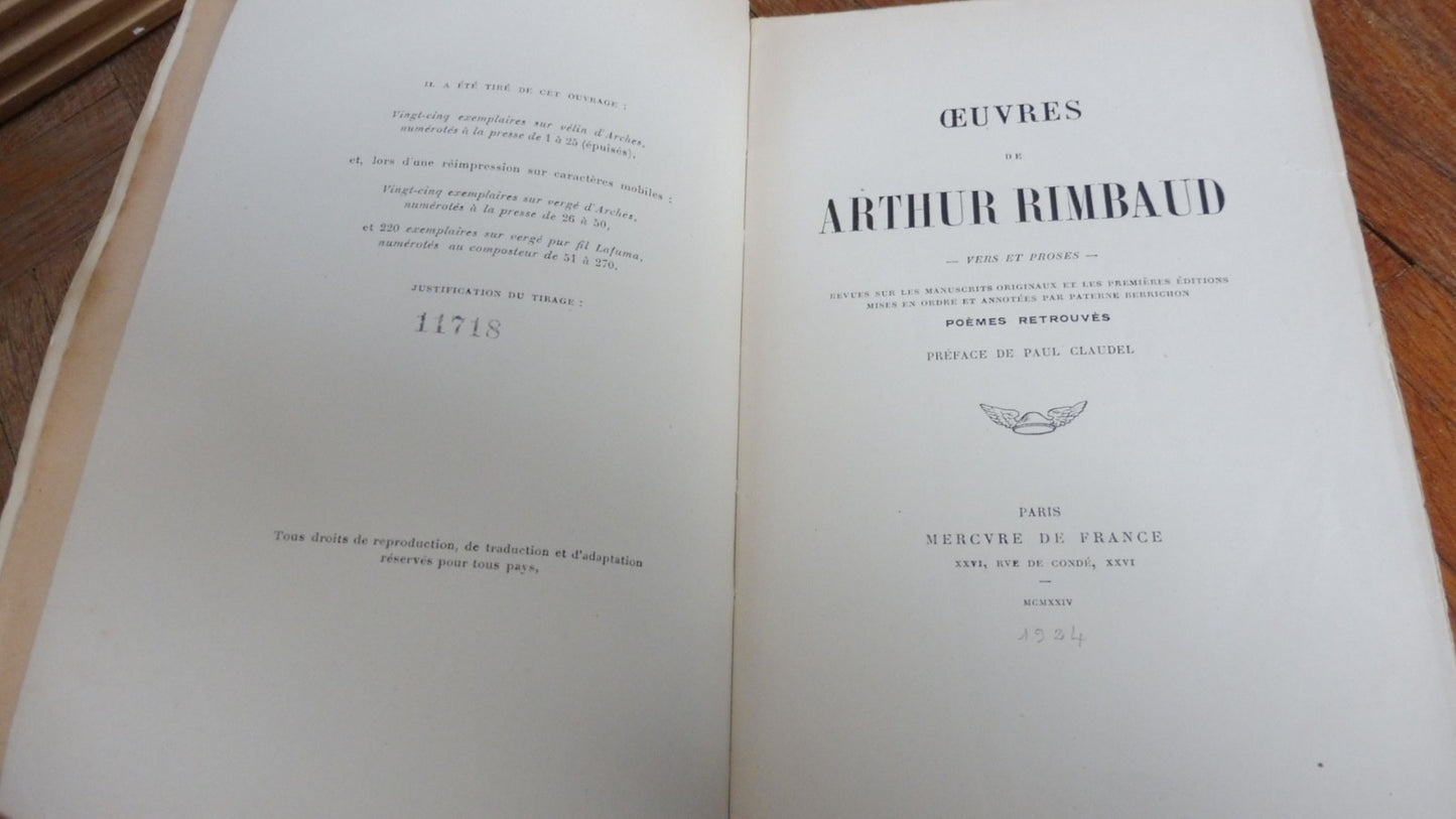 Oeuvres de Arthur Rimbaud 1924