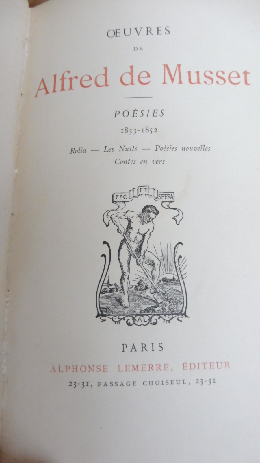 Poésies 1833-1852 (Alfred De Musset) s.d.