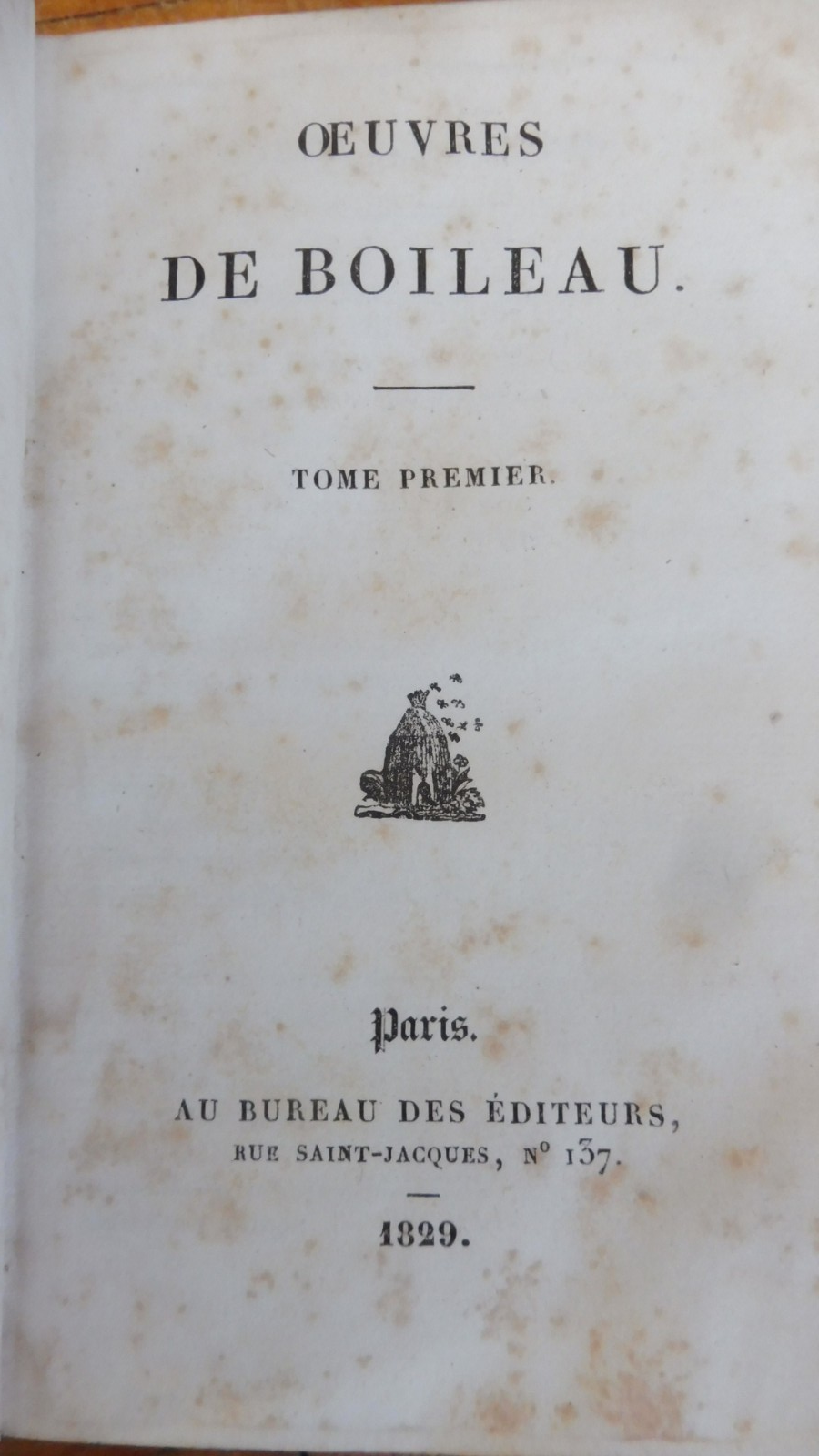 Oeuvres de Boileau 1829 2 tomes en 1 vol.