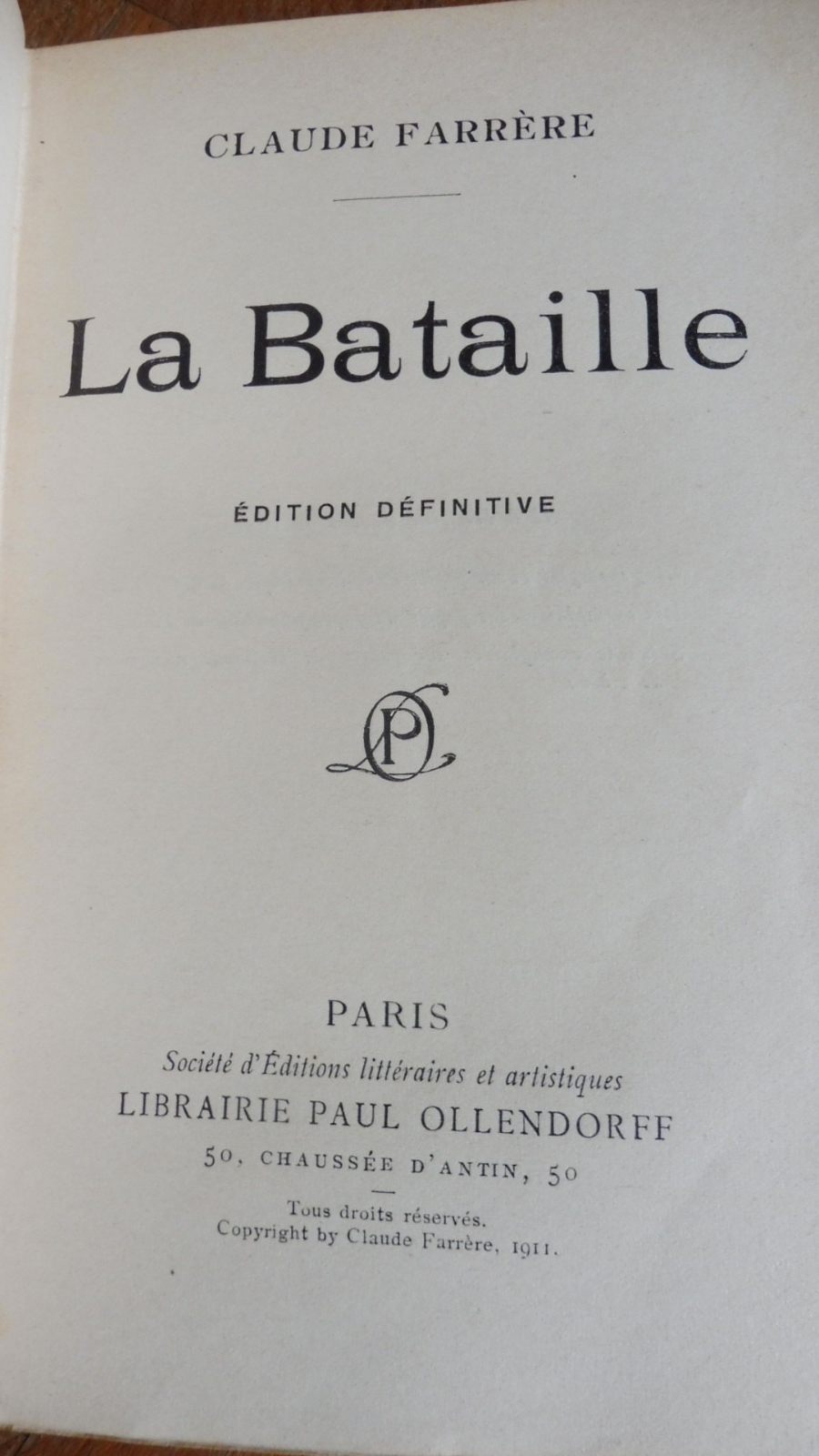 La Bataille (Claude Farrère) 1911 2 ENVOIS