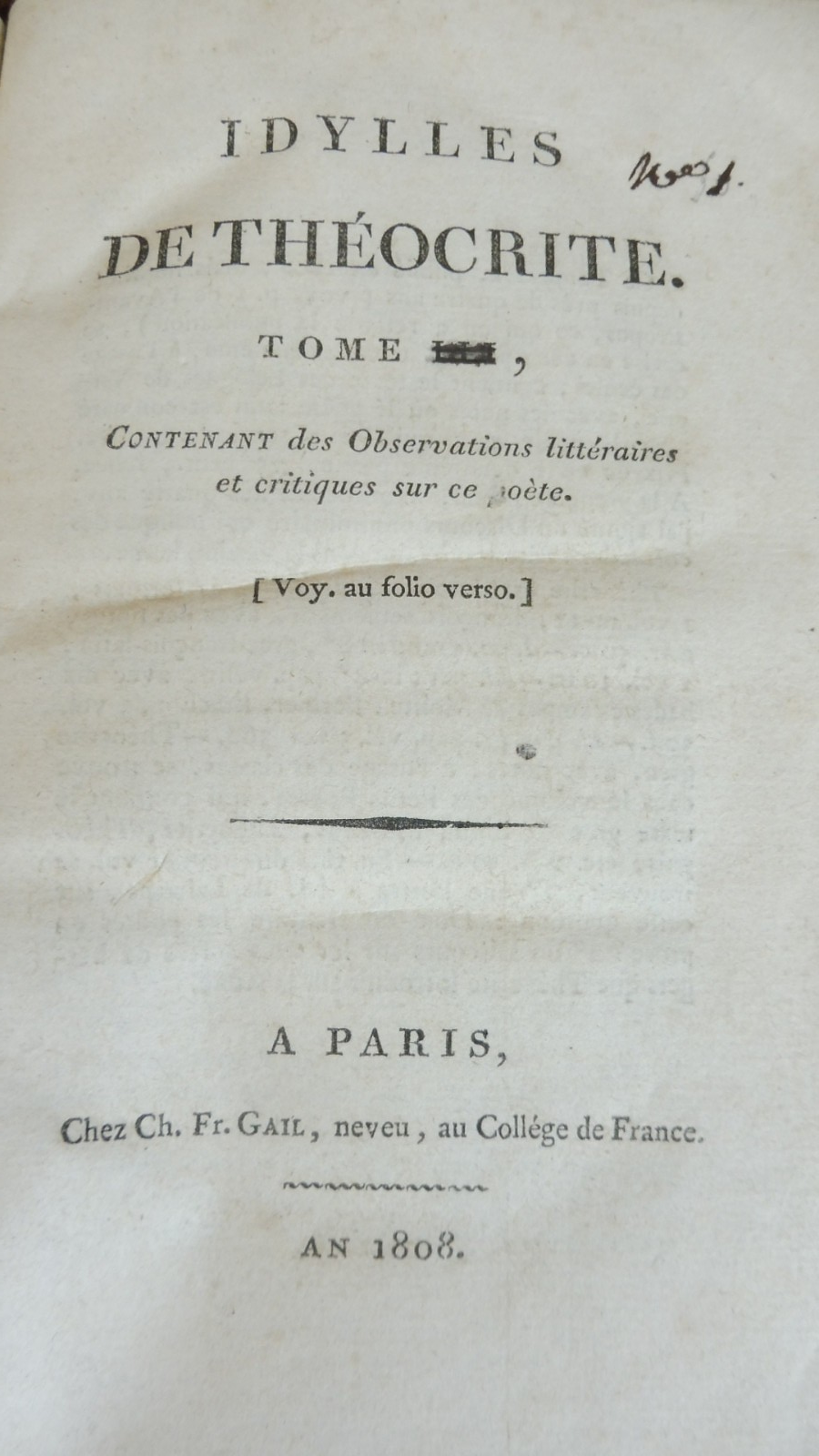 Théocrite (Gail trad.) 1808