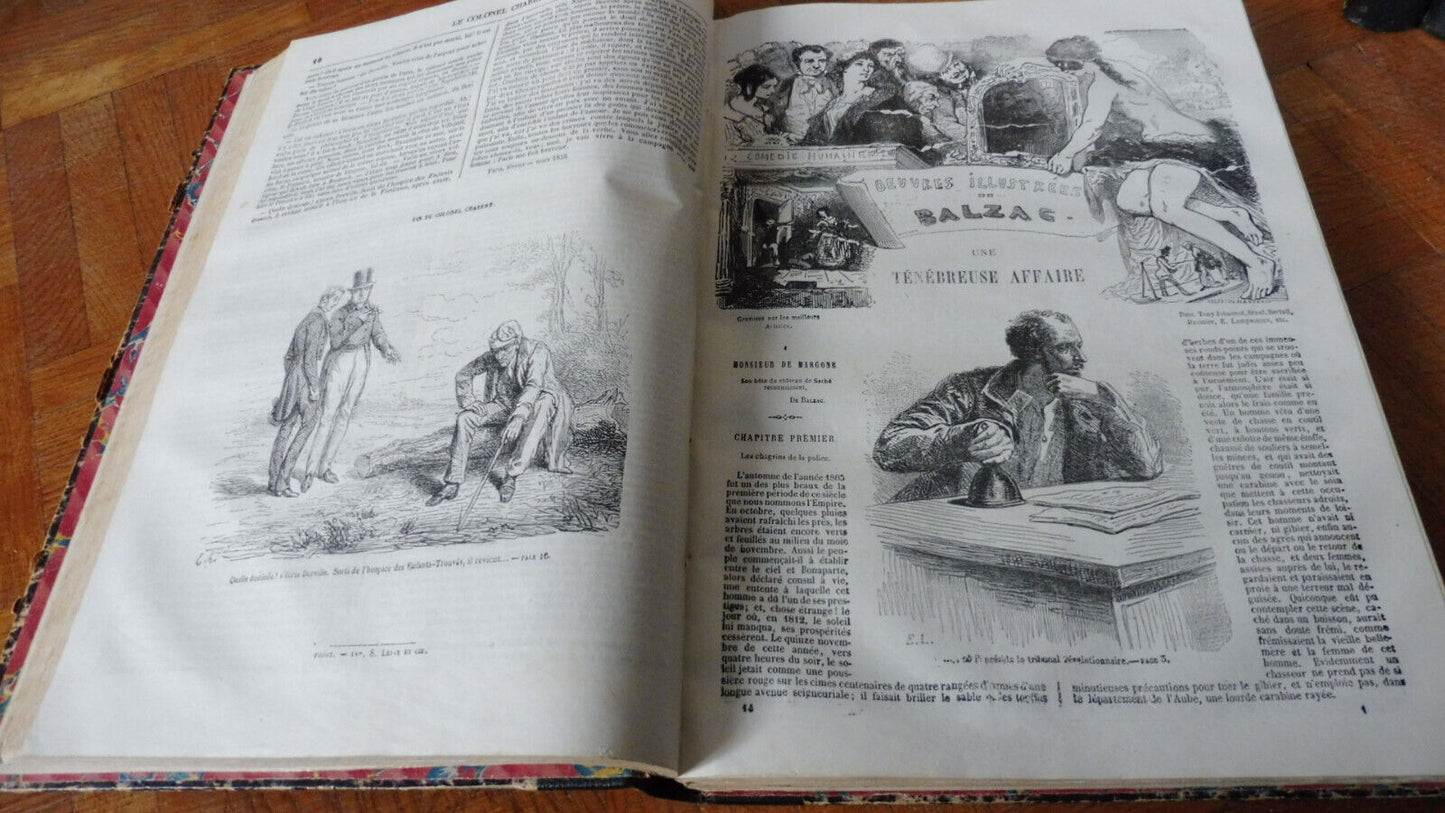 Oeuvres illustrées de Balzac 1874 8 vol. en 4 tomes illus. Daumier, Johannot...