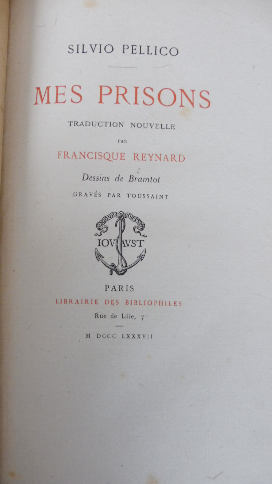 Mes prisons (Silvio Pellico) 1887 illus. Bramtot CHINE