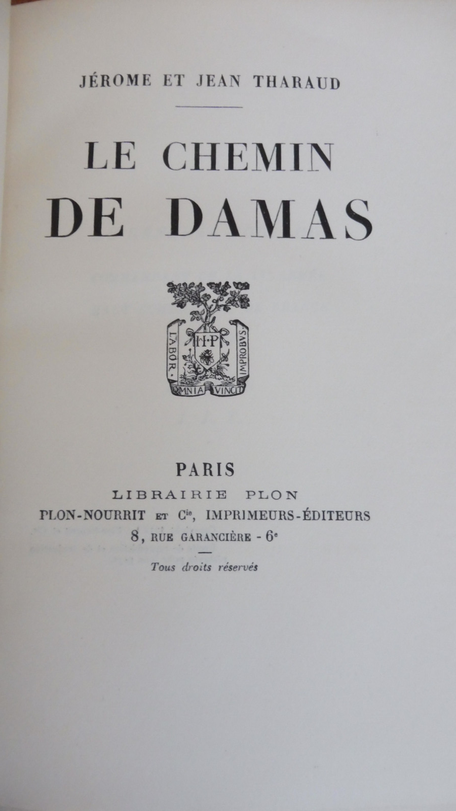 Le Chemin de Damas (J. et J. Tharaud) 1923 EO