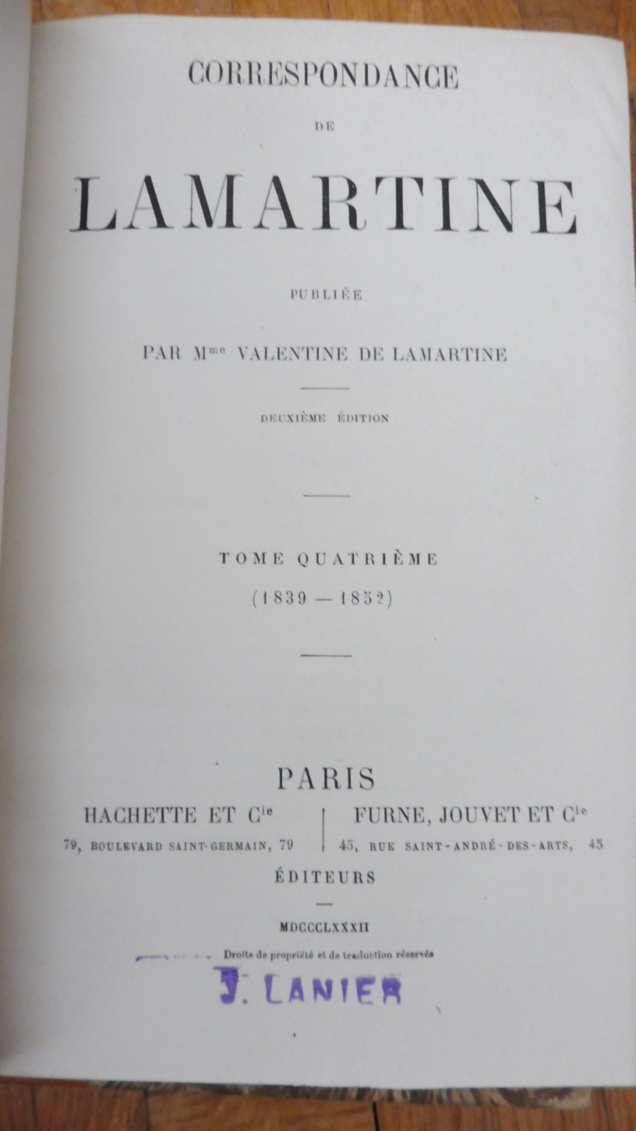 Correspondance de Lamartine 1819-1852 3 vol.