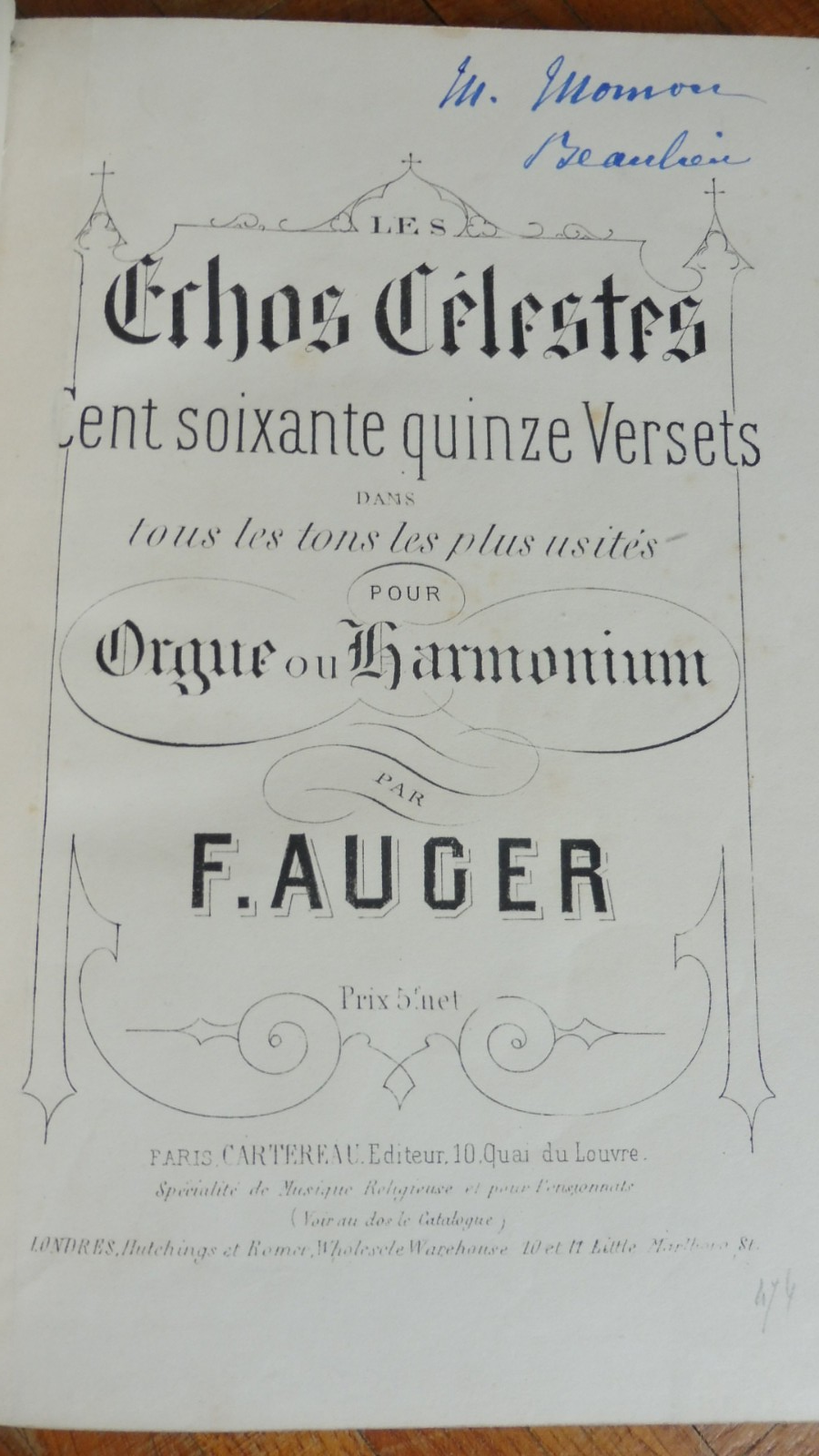 Les Echos célestes (F. Auger) s.d.PARTITION ORGUES HARMONIUM