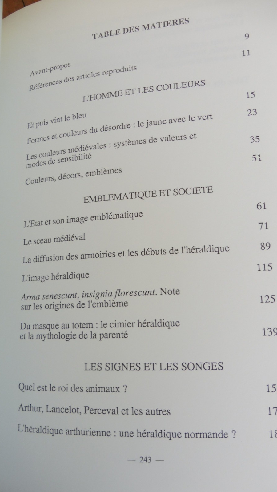 Figures et couleurs (Michel Pastoureau) 1986 HERALDIQUE