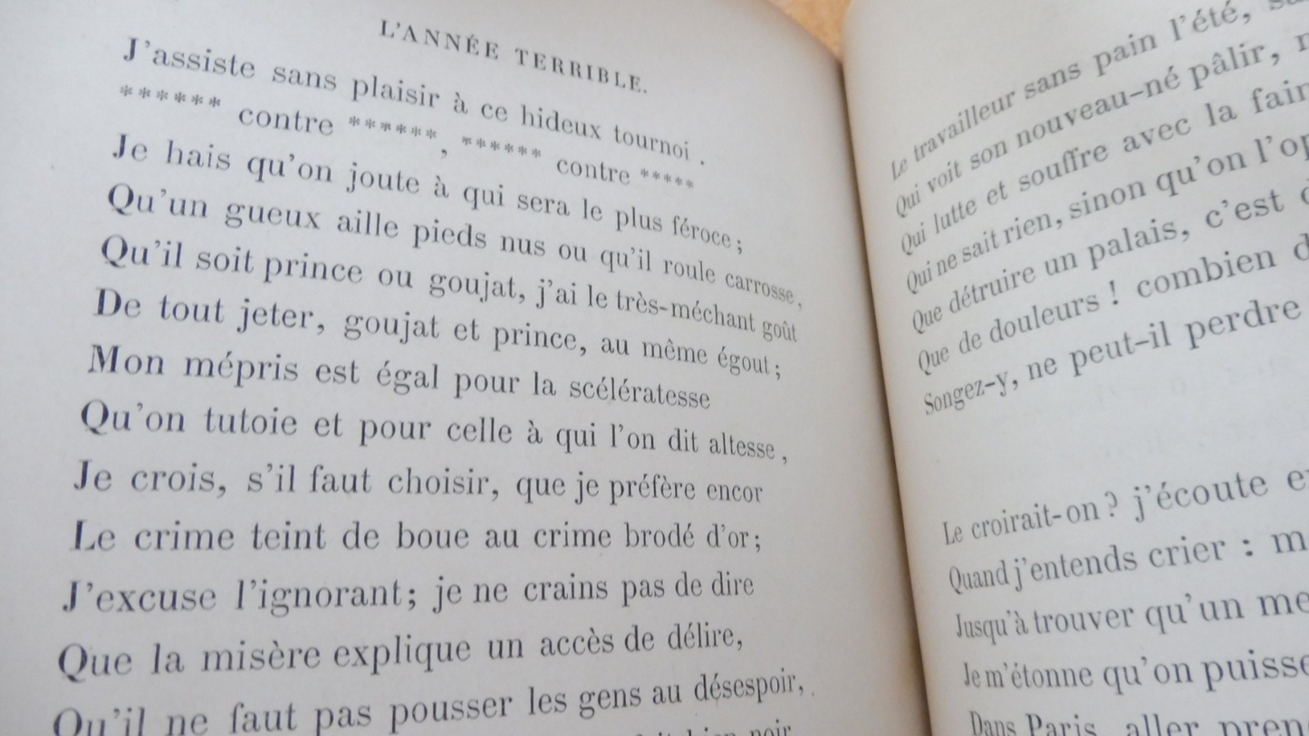 L'Année terrible (Victor Hugo) 1872 EO ENVOI