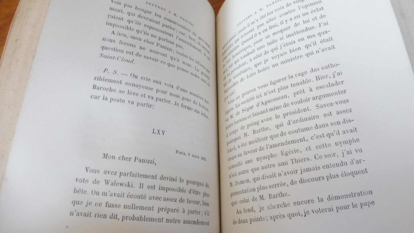 Lettres à Panizzi 1850-1870 (Prosper Mérimée) 1881 EO