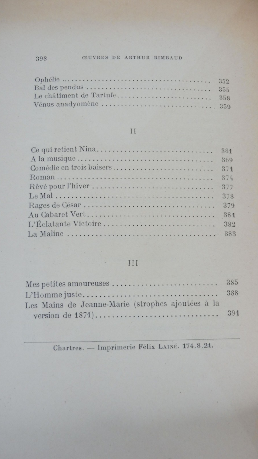 Oeuvres de Arthur Rimbaud 1924