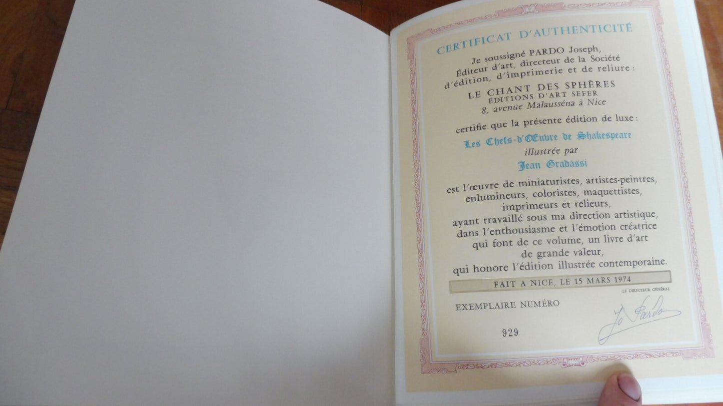 Chefs d'oeuvre de Shakespeare 1974 illus. Gradassi 12/12
