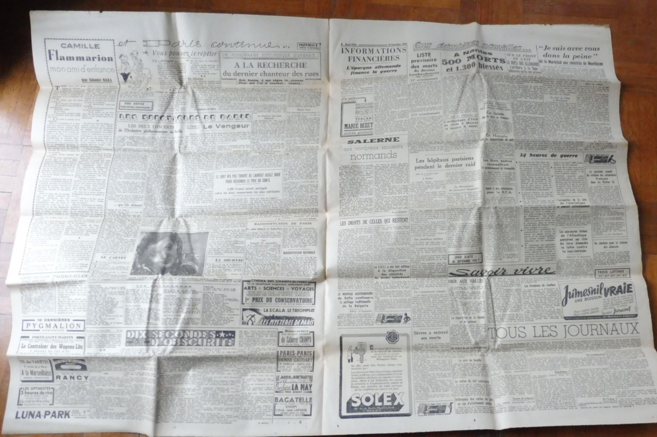 Paris-Midi 18 sept. 1943 BOMBARDMENTS NANTES FRASCATI