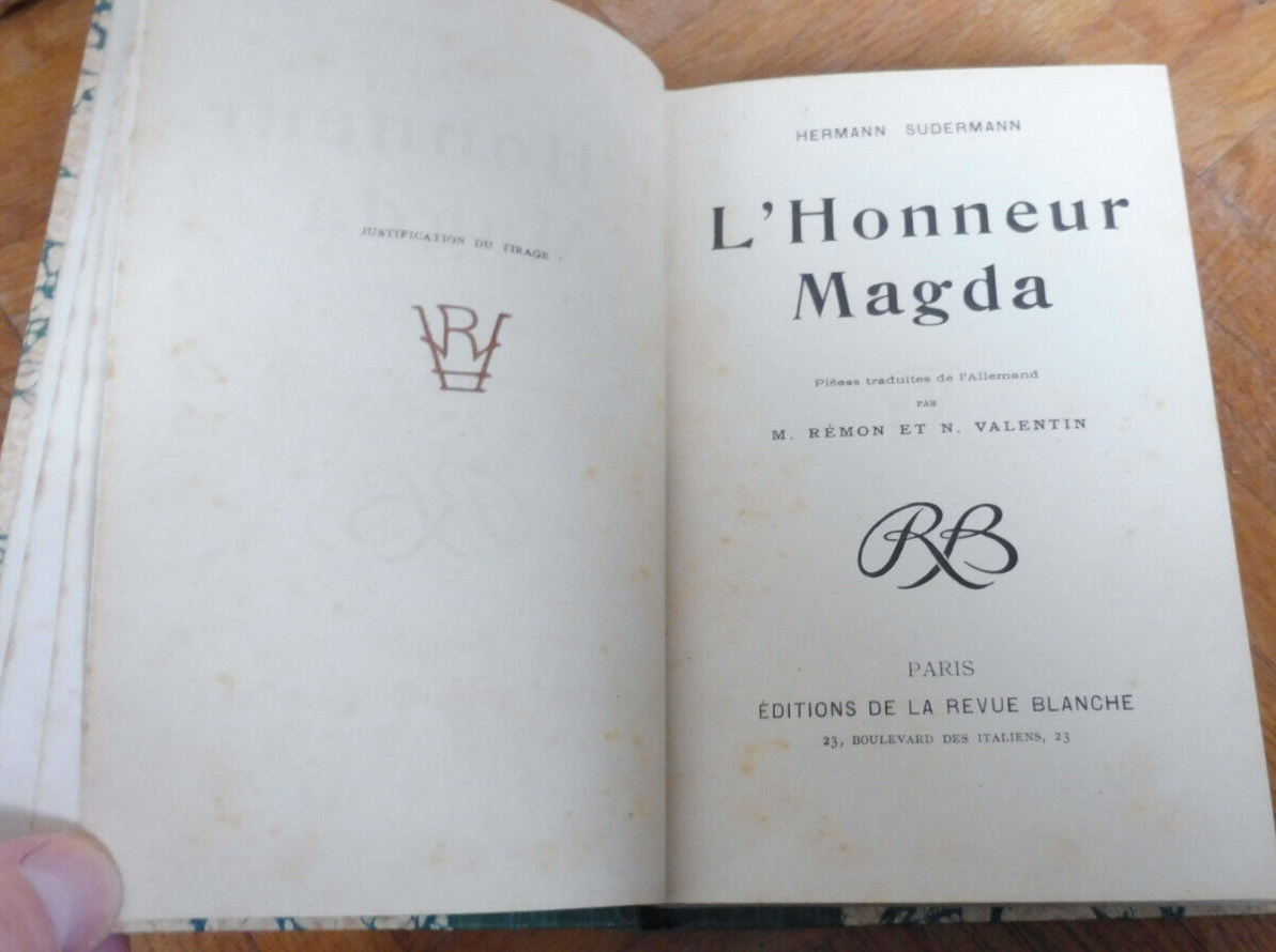 L'Honneur Magda (Hermann Sudermann) 1902