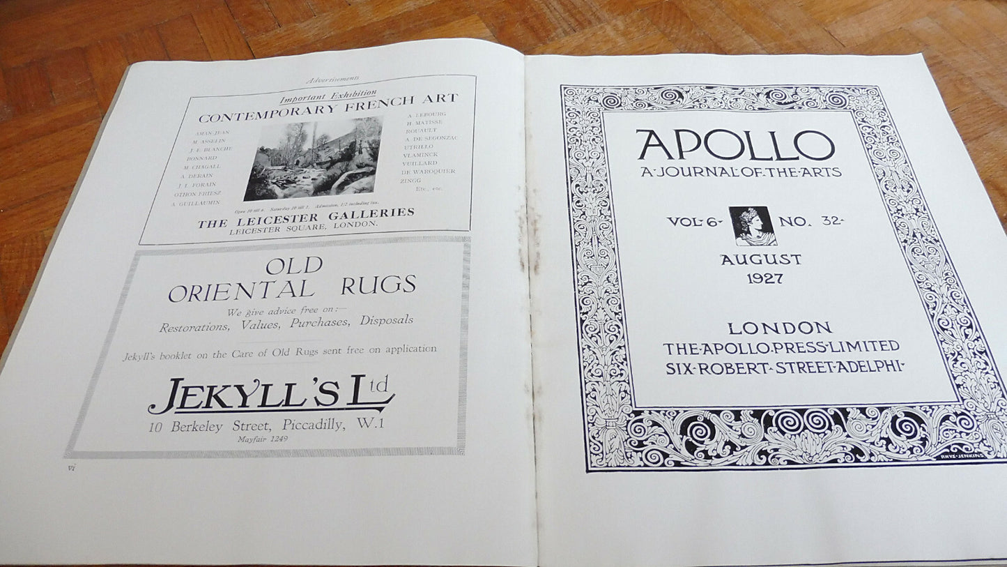 Apollo. A journal of the arts. Vol. VI. N°32 august 1927