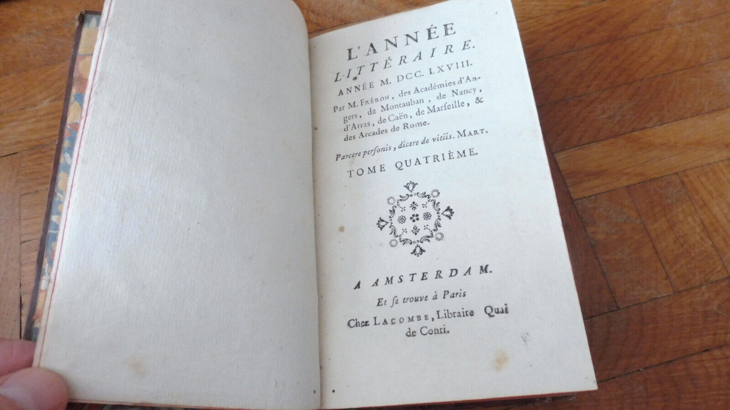 L'année littéraire. Année 1768 t.IV (Fréron) s.d.