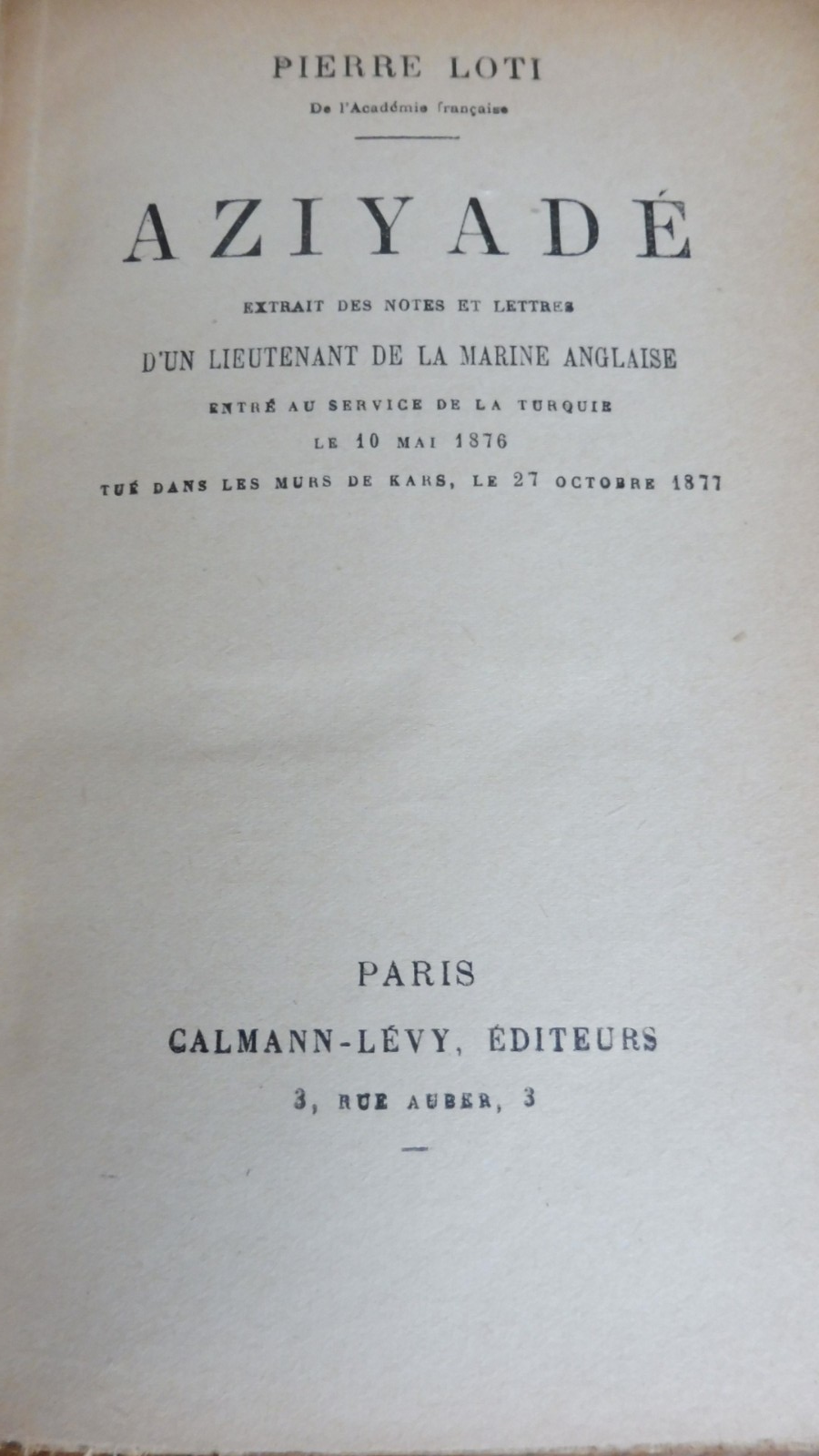 Aziyadé (Pierre Loti) 1928