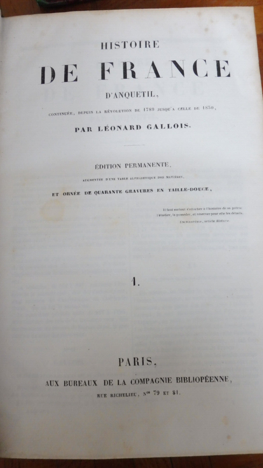 Histoire de France d'Anquetil continuée (Léonard Gallois) s.d. 4 vol.