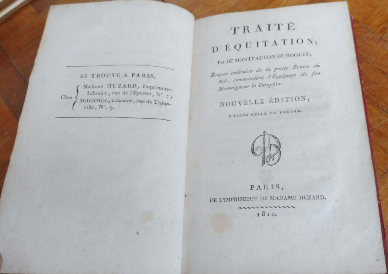 Traité d'équitation (De Montfaucon de Rogles) 1810