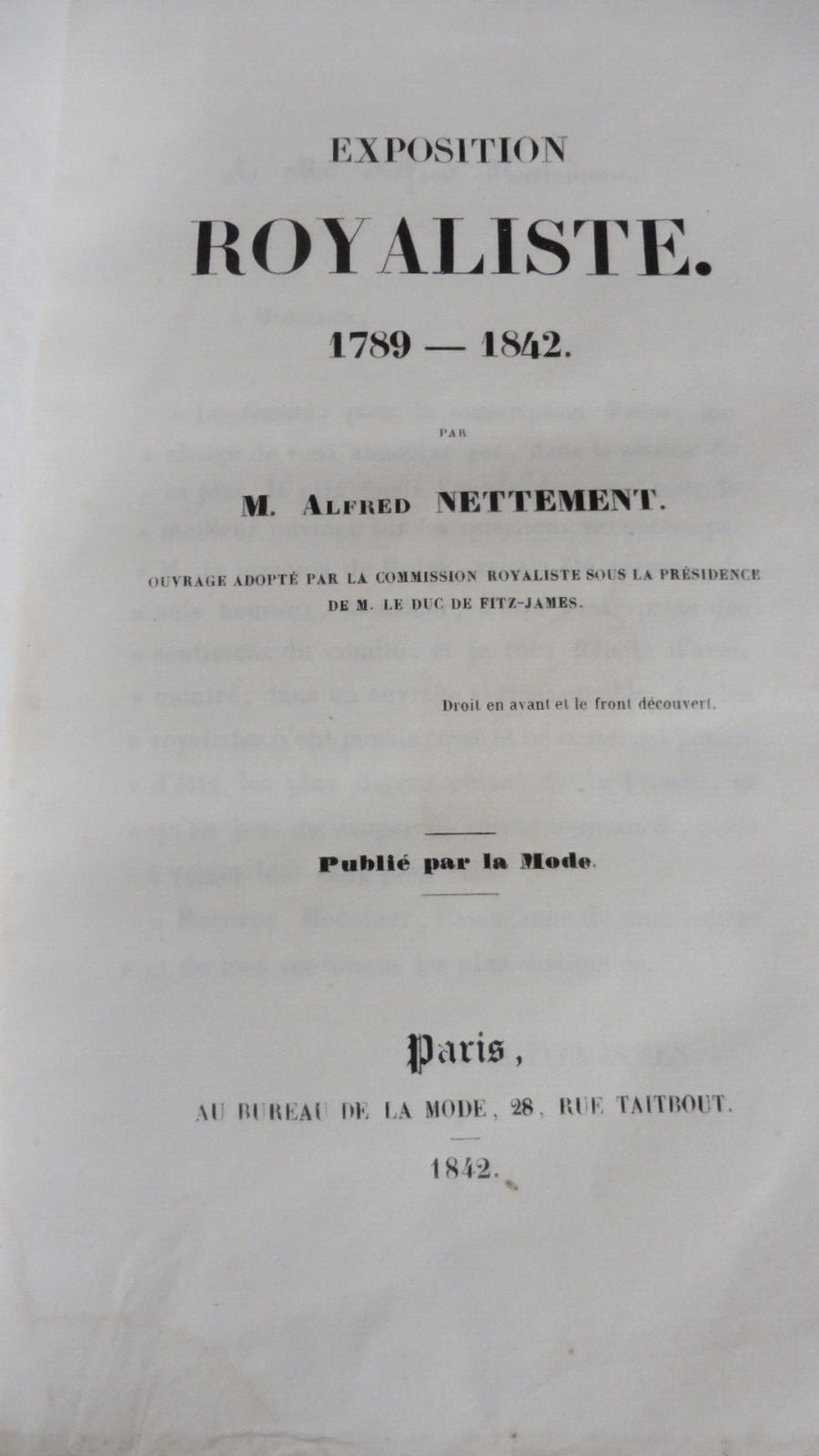 Exposition royaliste 1789-1842 (Alfred Nettement) 1842