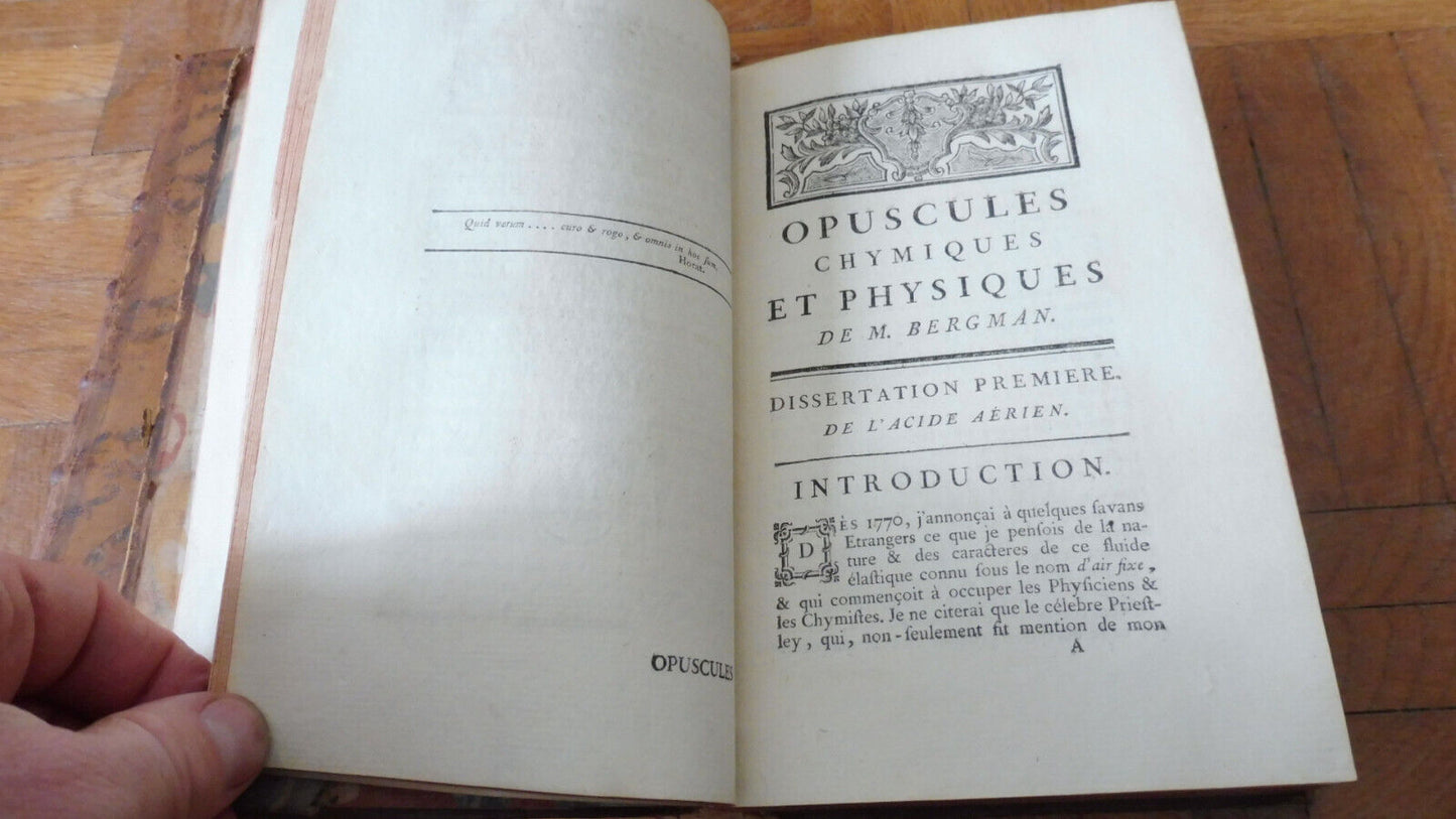 Opuscules chymiques et physiques (M. T. Bergman) 1780-1785 2/2 COMPLET