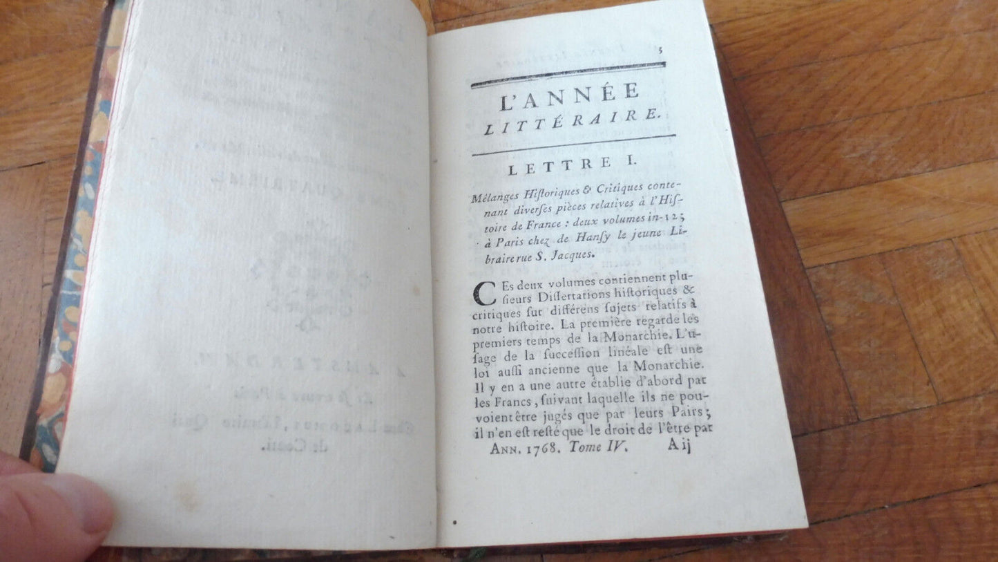 L'année littéraire. Année 1768 t.IV (Fréron) s.d.