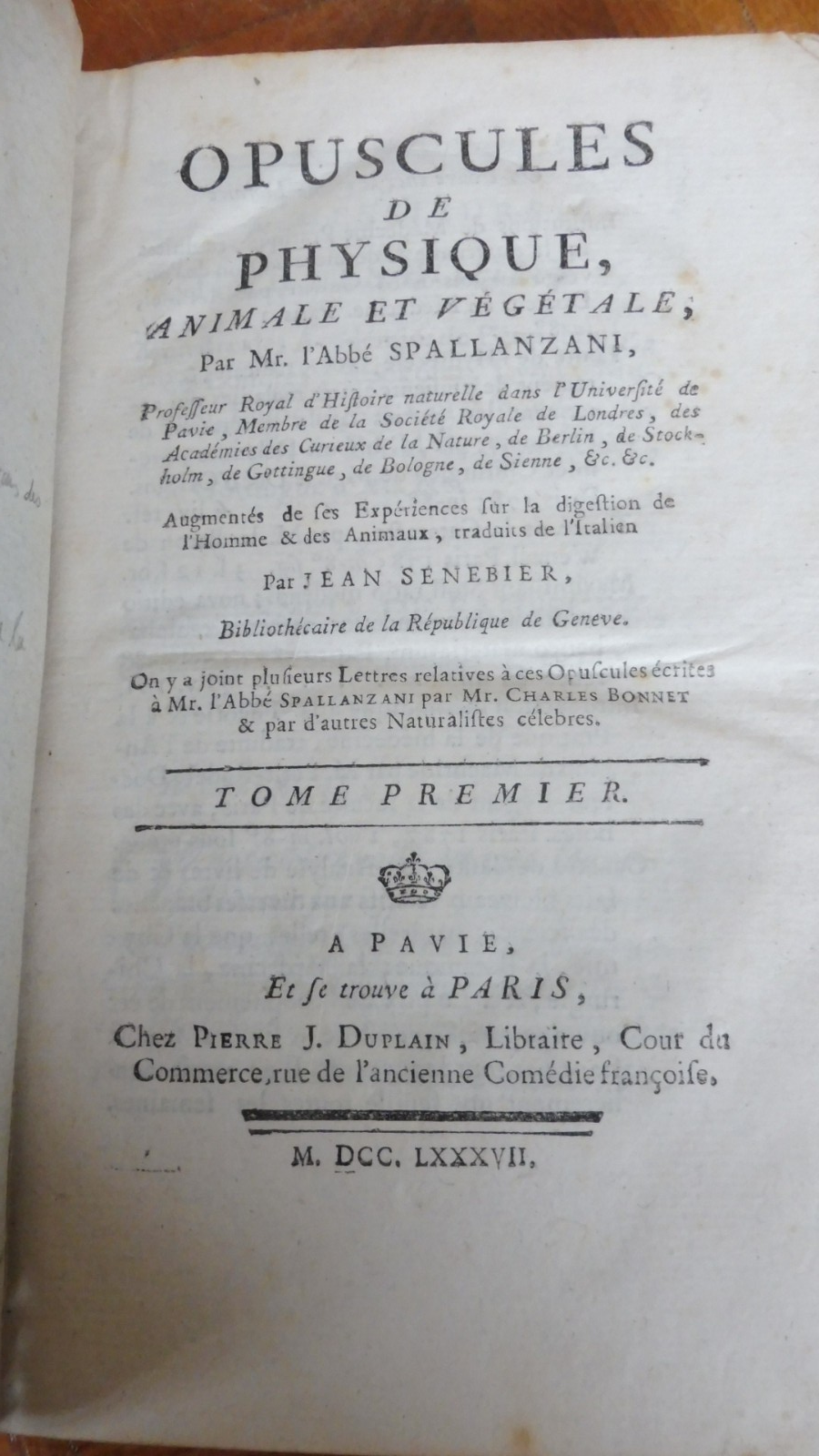 Oeuvres de Spallanzani (Lazzaro Spallanzani) 1786-87 3 vol BIOLOGIE
