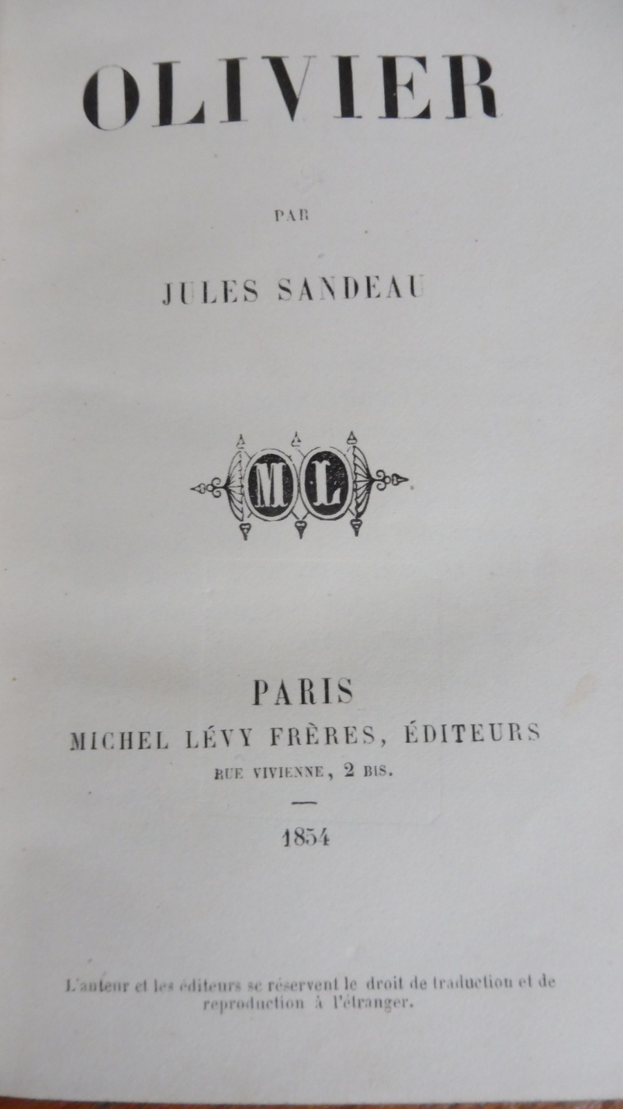 Olivier (Jules Sandeau) 1854 EO