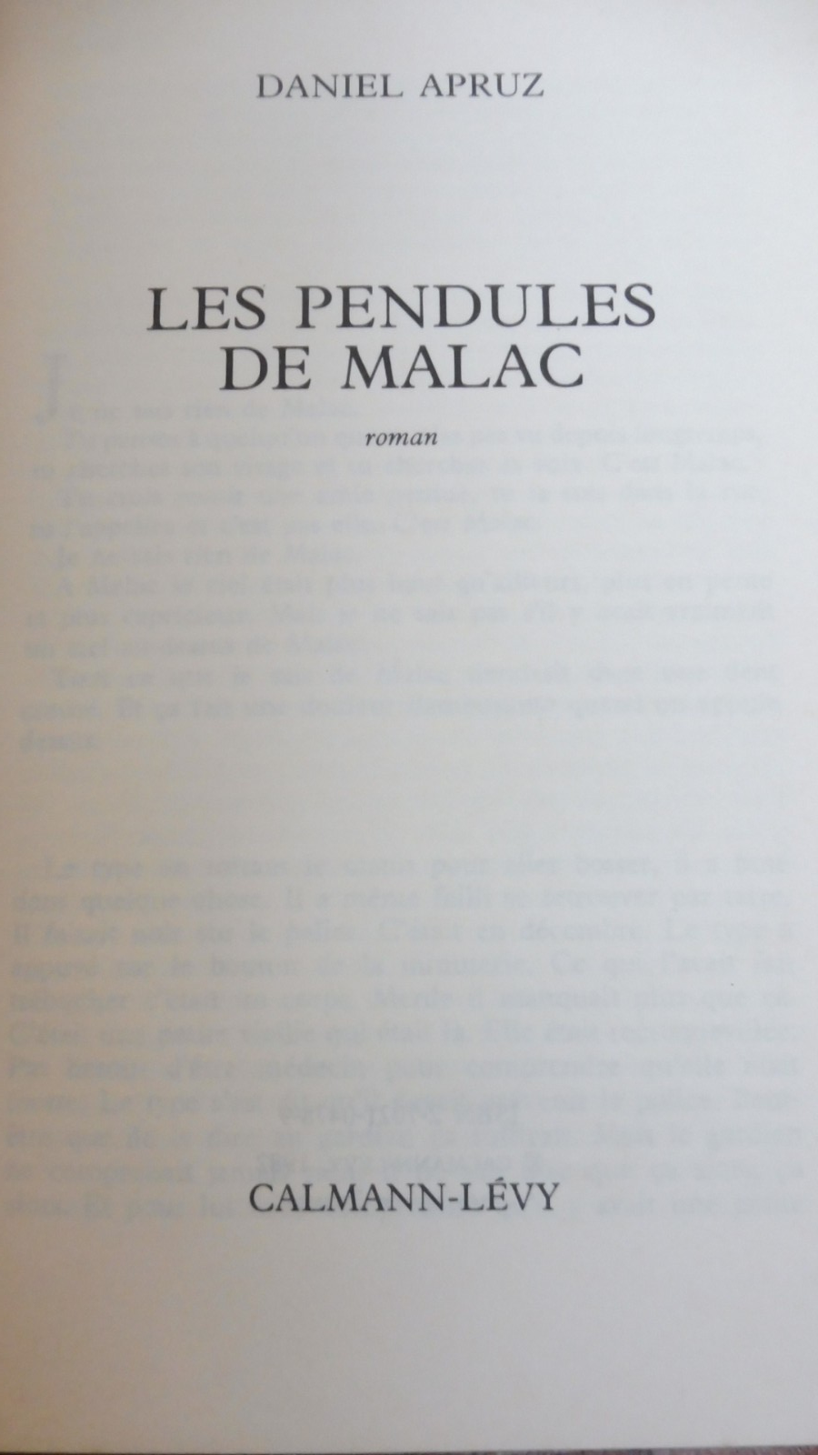 Les Pendules de Malac (Daniel Apruz) 1982 EO ENVOI