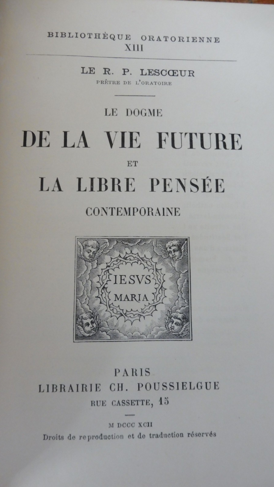 Le Dogme de la vie future et la libre pensée contemporaine (Lecoeur) 1892