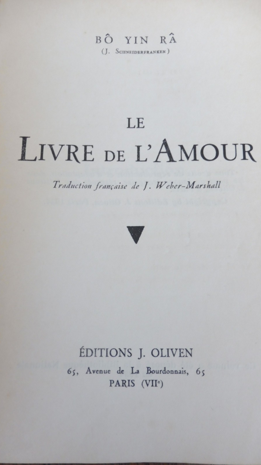 Le Livre de l'amour (Bo Yin Ra) 1934