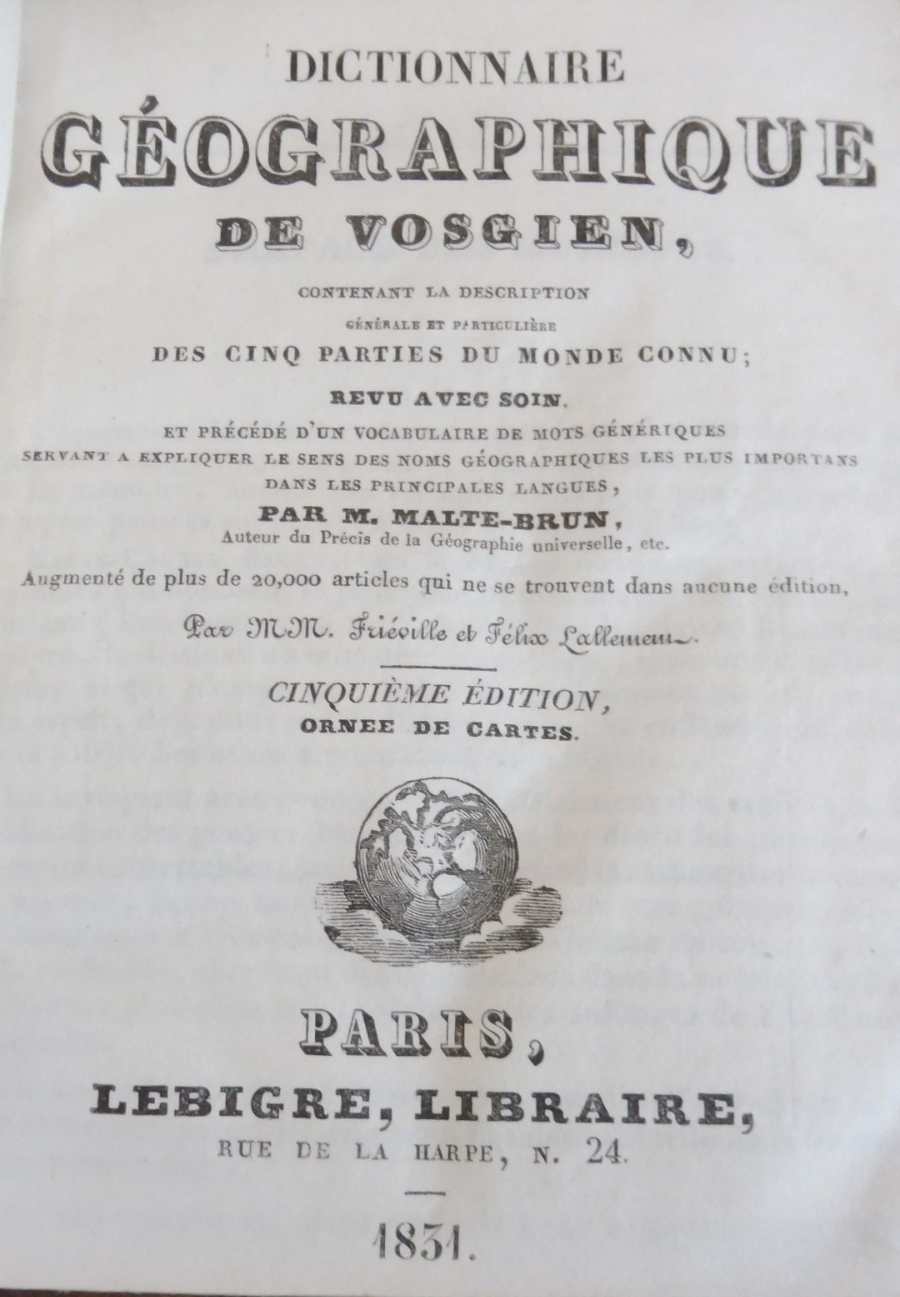 Dictionnaire géographique (Malte-Brun) 1831