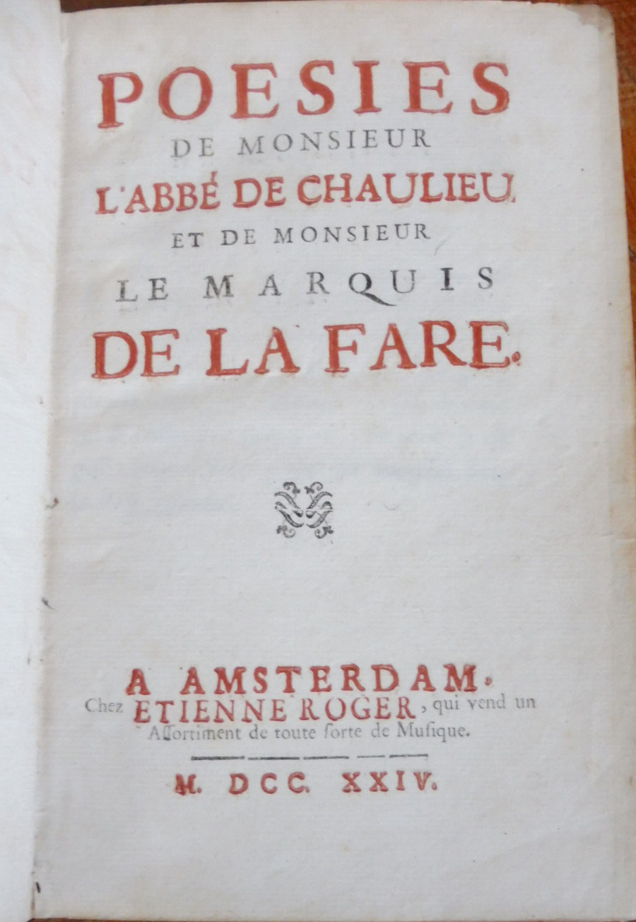 Poésies de Chaulieu et de La Fare 1724