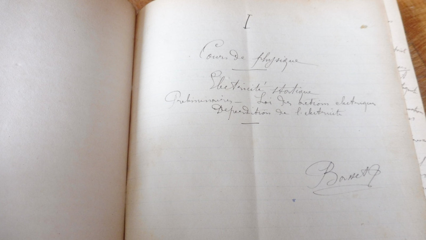 Conférences de Ernest Bichat c.a. 1880 SCIENCES PHYSIQUE MANUSCRIT