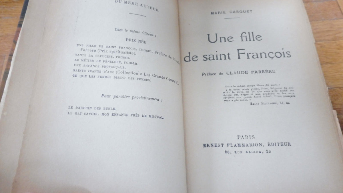 Une fille de saint François (Marie Gasquet) 1931 ENVOI