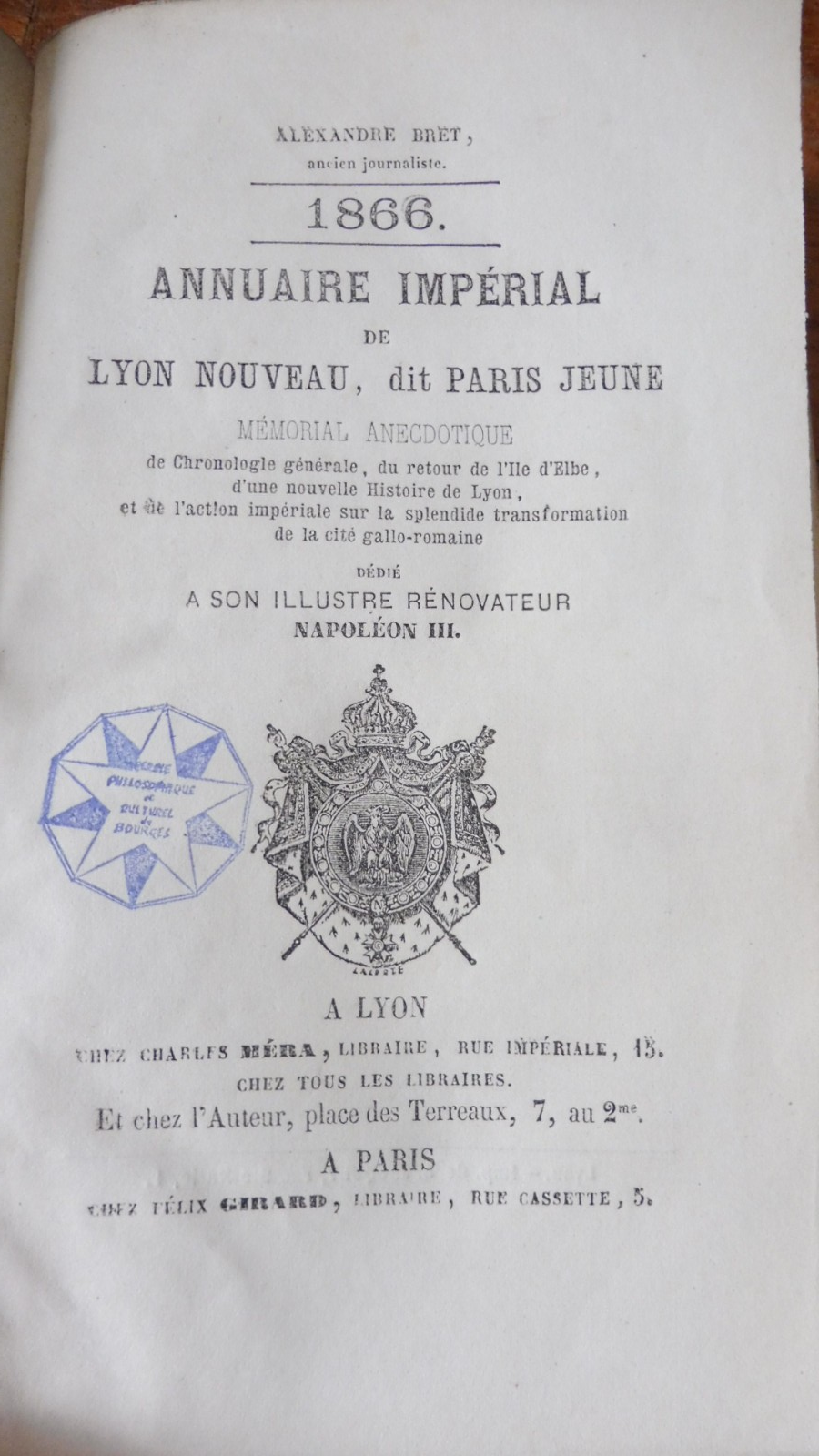 Annuaire impérial de Lyon Nouveau, dit Paris Jeune (Alexandre Bret) 1866