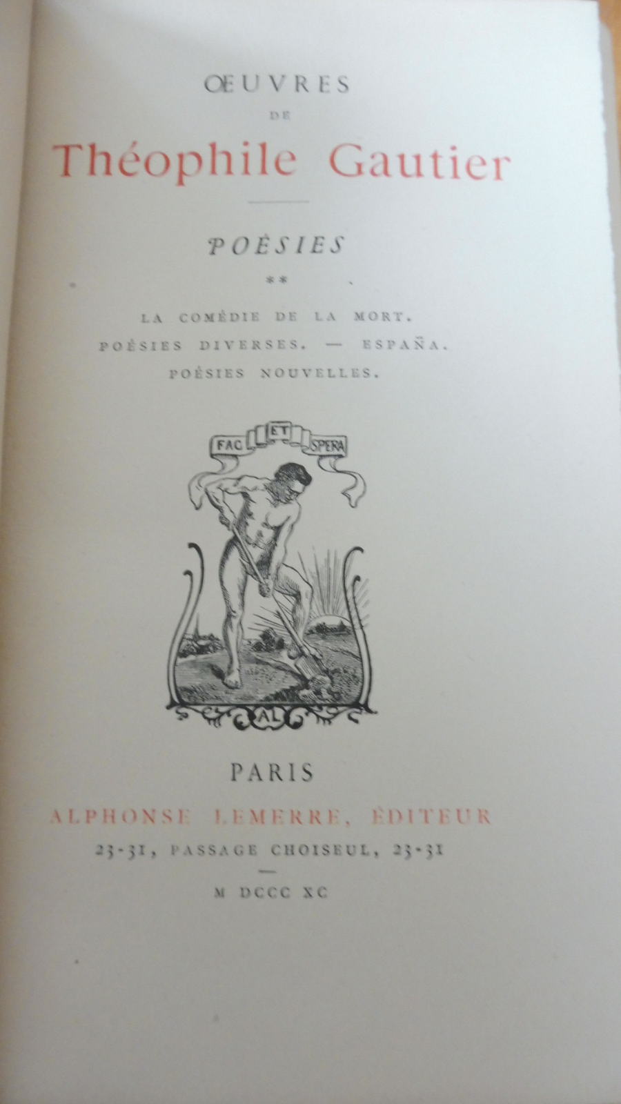 La Comédie de la Mort. Poésies diverses (Th. Gautier) 1890