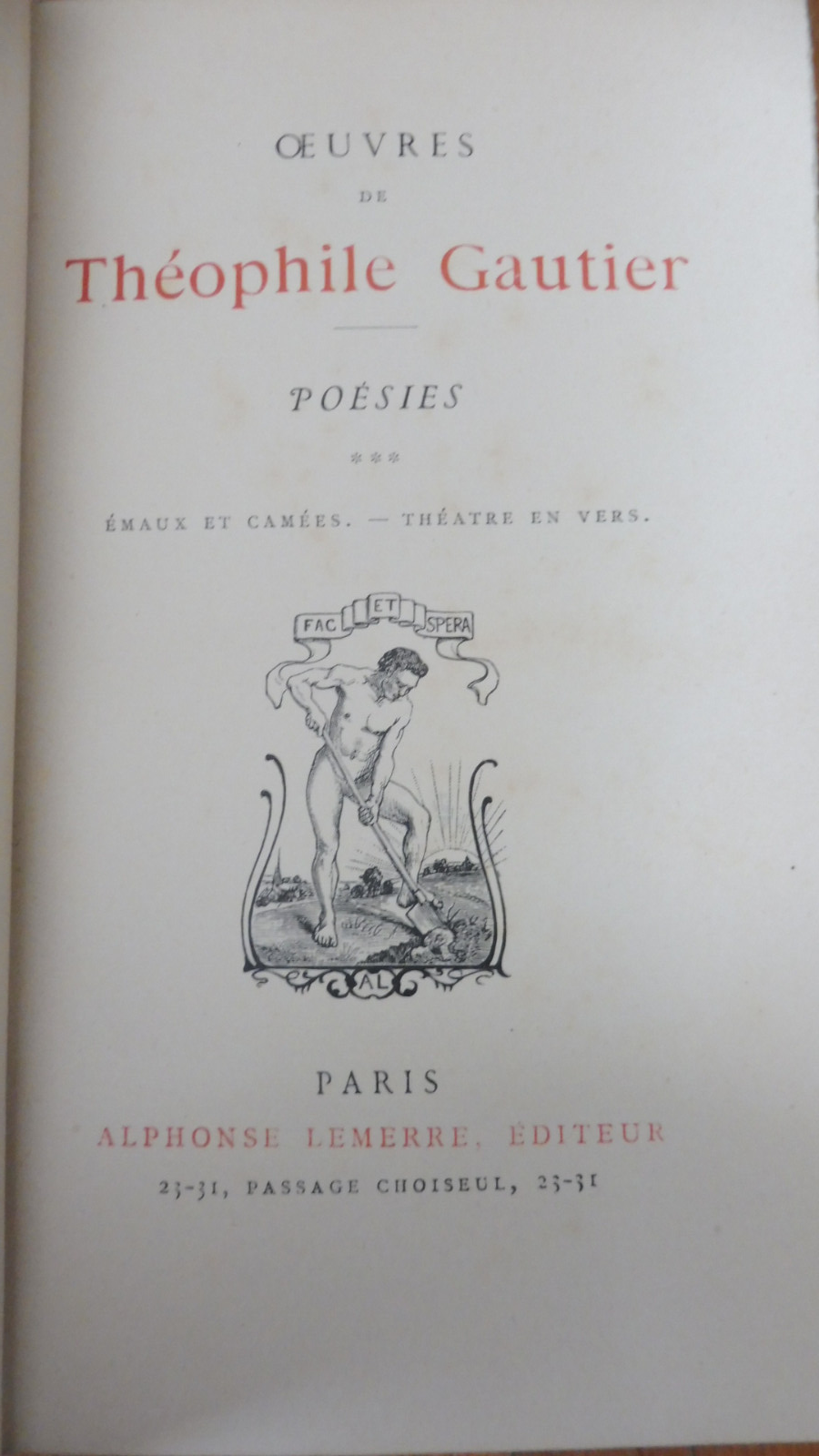 Emaux et camées (Théophile Gautier) s.d.