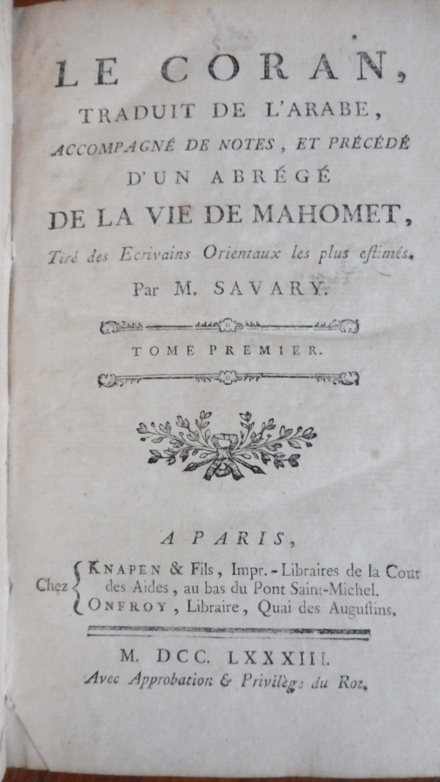Le Coran (Savary trad). 1783 2/2