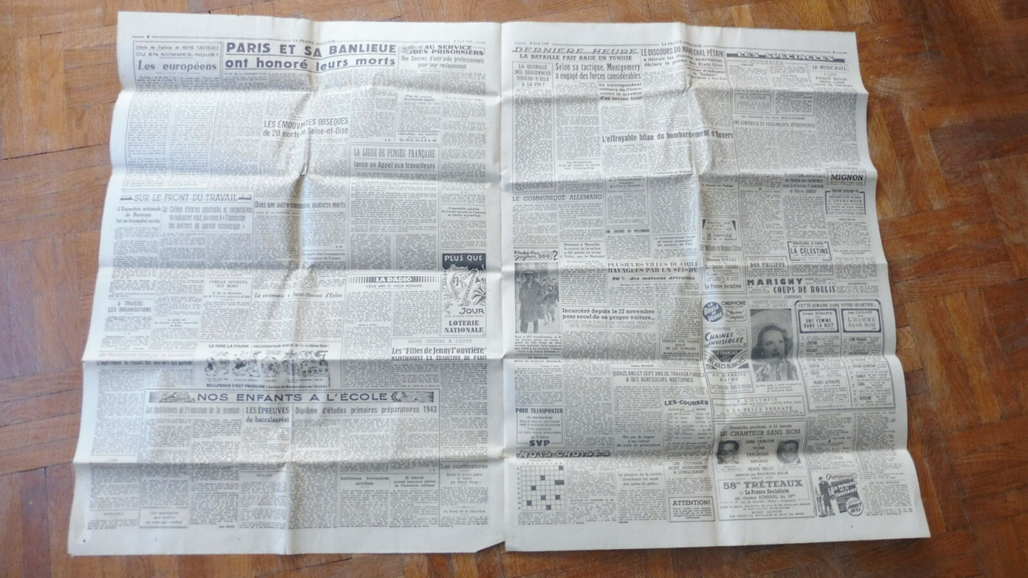 La France Socialiste 8 avril 1943 HOMMAGE AUX MORT COLLABORATION