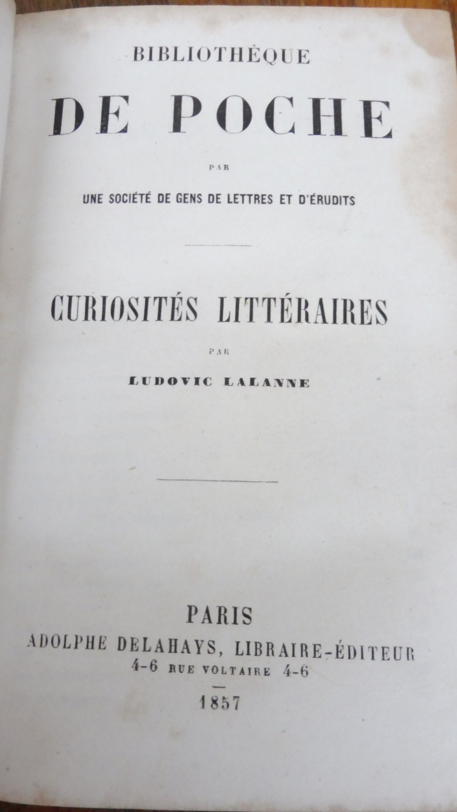 Curiosités littéraires (Ludovic Lalanne) 1857