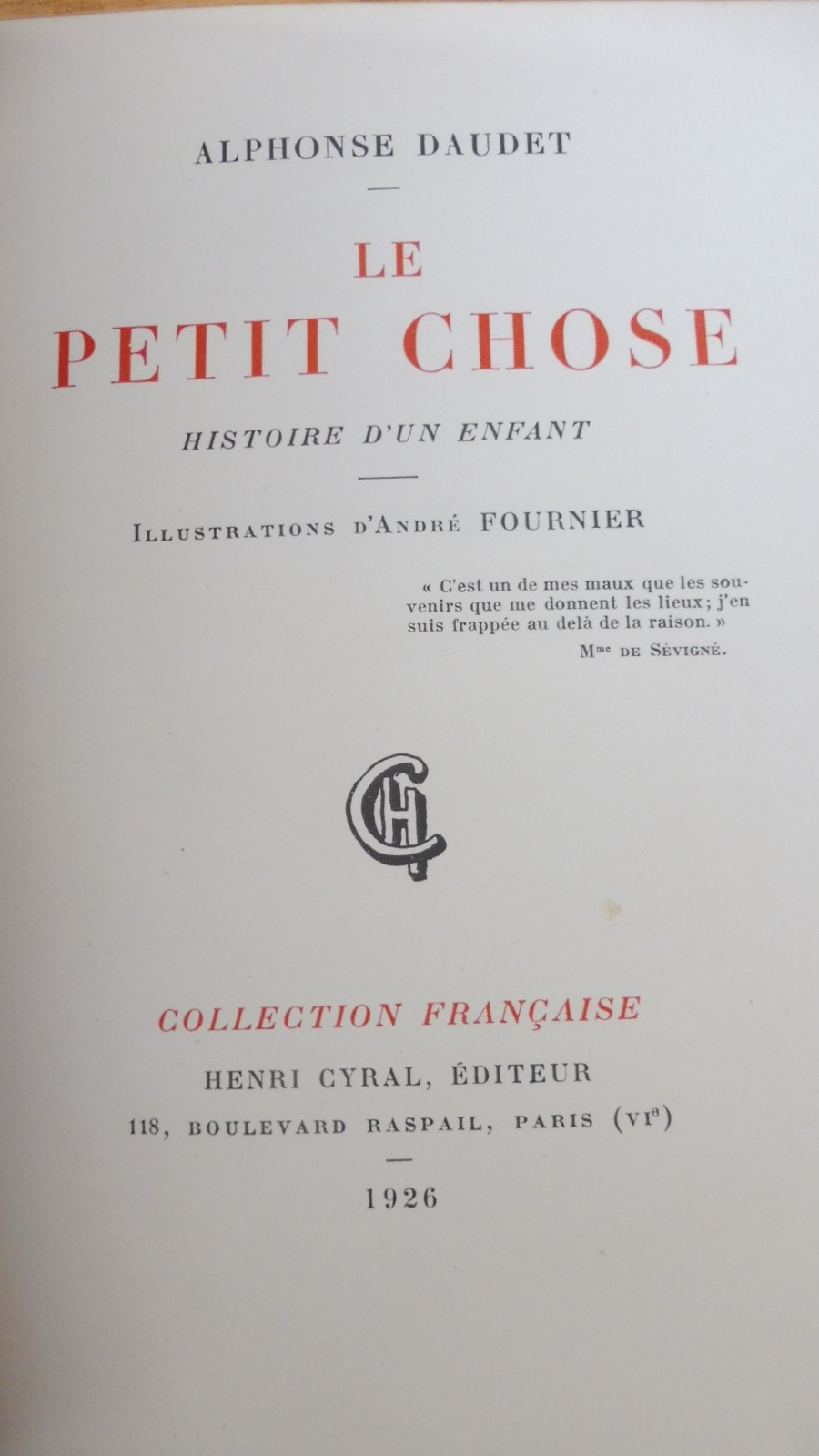 Le Petit chose (Alphonse Daudet) 1926 illus. Fournier VELIN