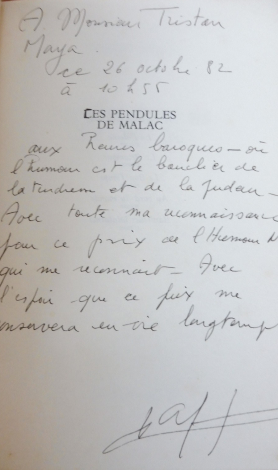 Les Pendules de Malac (Daniel Apruz) 1982 EO ENVOI