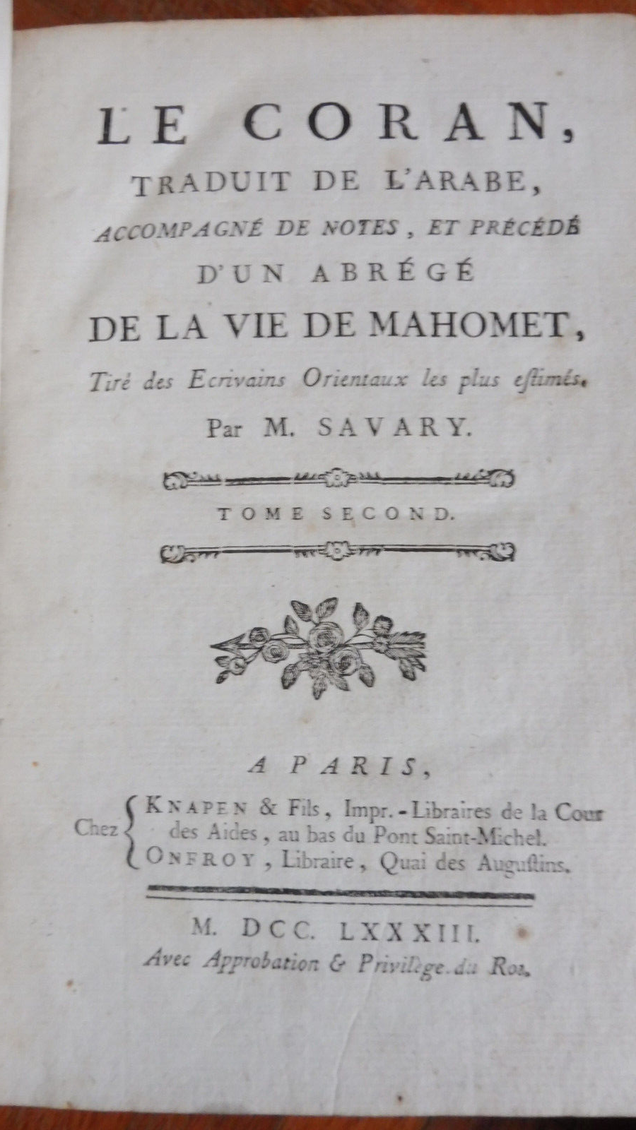 Le Coran (Savary trad). 1783 2/2
