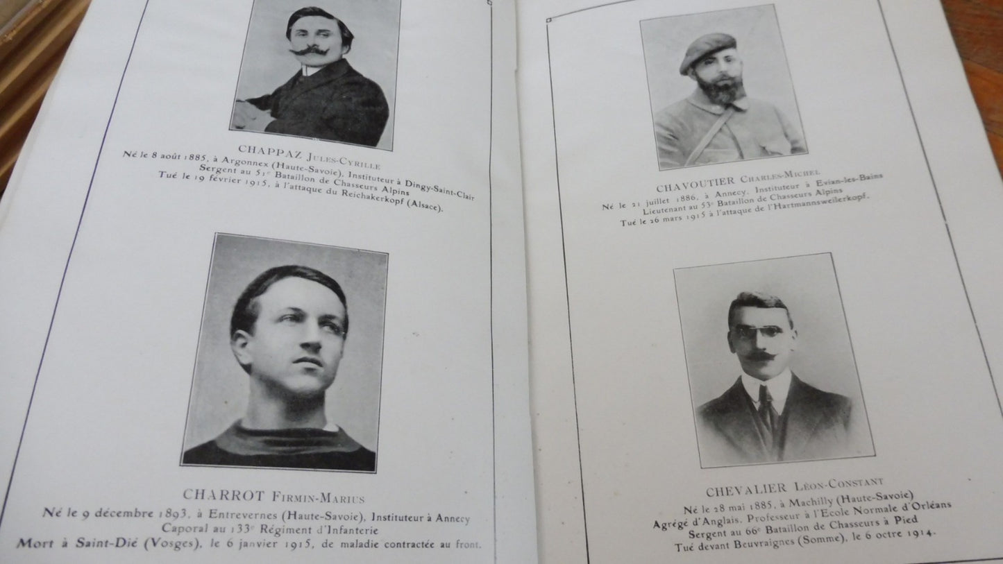 Livre d'or du personnel de l'Enseignement de la Haute-Savoie. Guerre 14-18