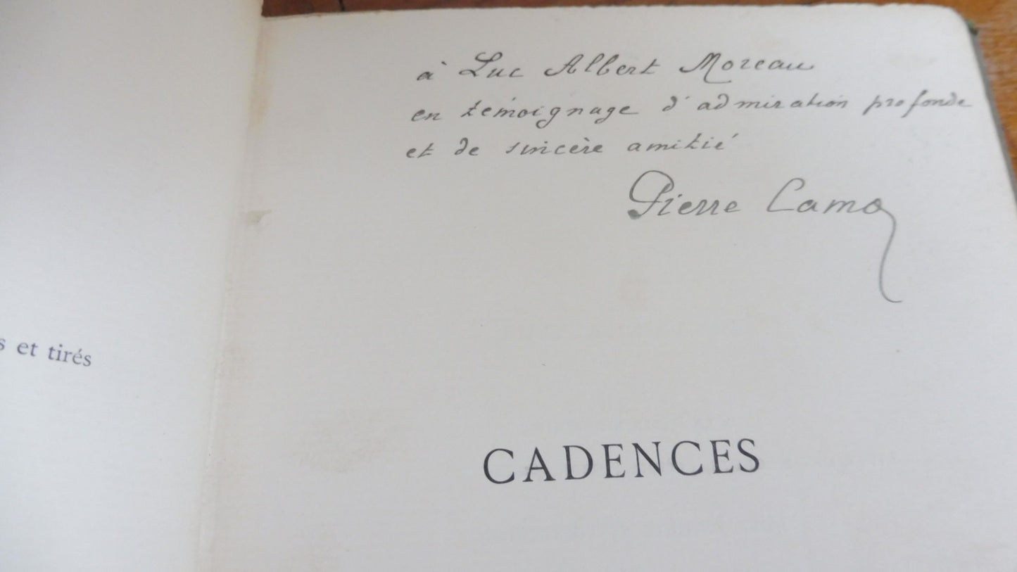 Cadences (Pierre Camo) 1925 EO ENVOI + lettre VERGE