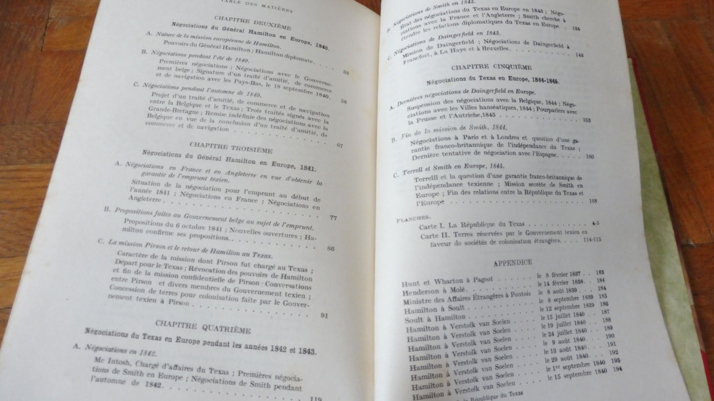 Négociations de la République du Texas en Europe. 1837-45 (M. K. Chase) 1932 ENVOI
