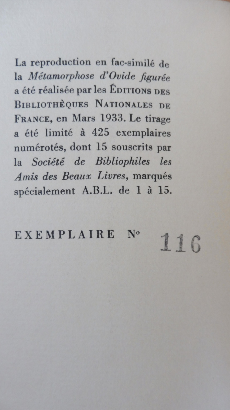 La Métamorphose figurée (Ovide) 1933