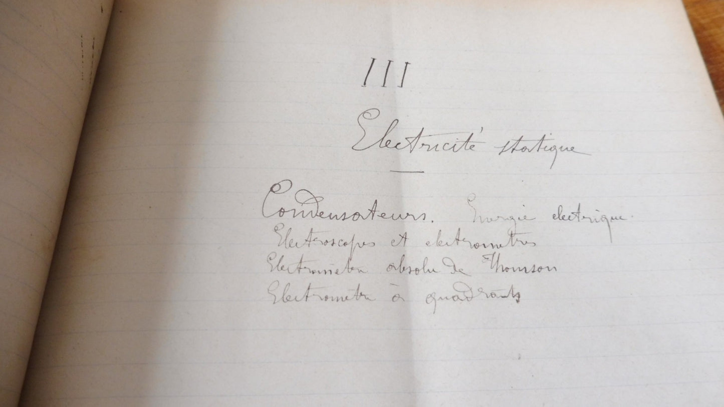 Conférences de Ernest Bichat c.a. 1880 SCIENCES PHYSIQUE MANUSCRIT