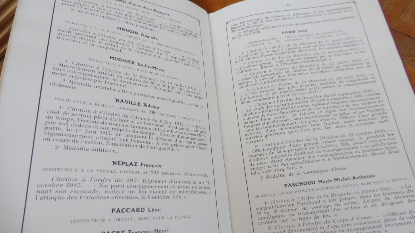 Livre d'or du personnel de l'Enseignement de la Haute-Savoie. Guerre 14-18